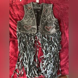 RARE SOLD OUT BLACK FRINGE LEATHER VEST